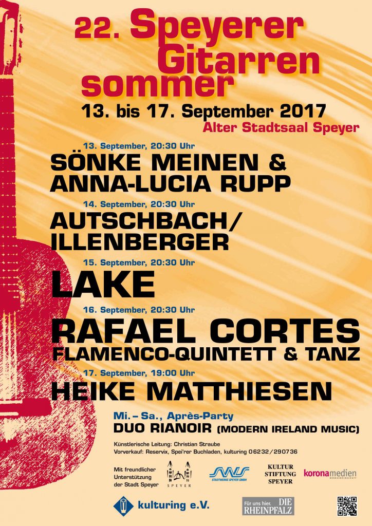 Plakat vom 22. Festival Speyerer Gitarrensommer 2017